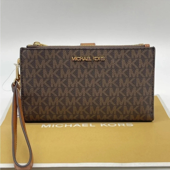 Michael Kors Double Zip Wallet Wristlet Leather - Picture 1 of 11